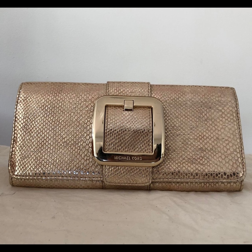 Brand new, never used gold Michael Kors clutch bag/wallet